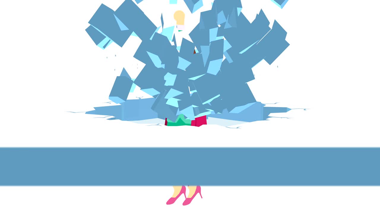 벽을 깨는 슈퍼 히어로 비즈니스 여인: 자유와 도전 개념: 평평한 스타일의 루프 일러스트레이션