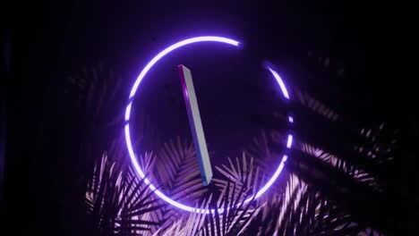 Animation-of-smartphone-with-blank-screen-over-neon-circle-background