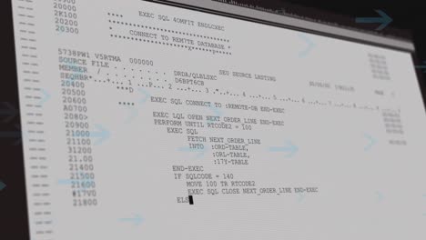 animation of multiple arrows over data processing on computer screen