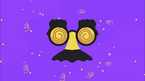 animación del día de los tontos de abril con máscara de bigote