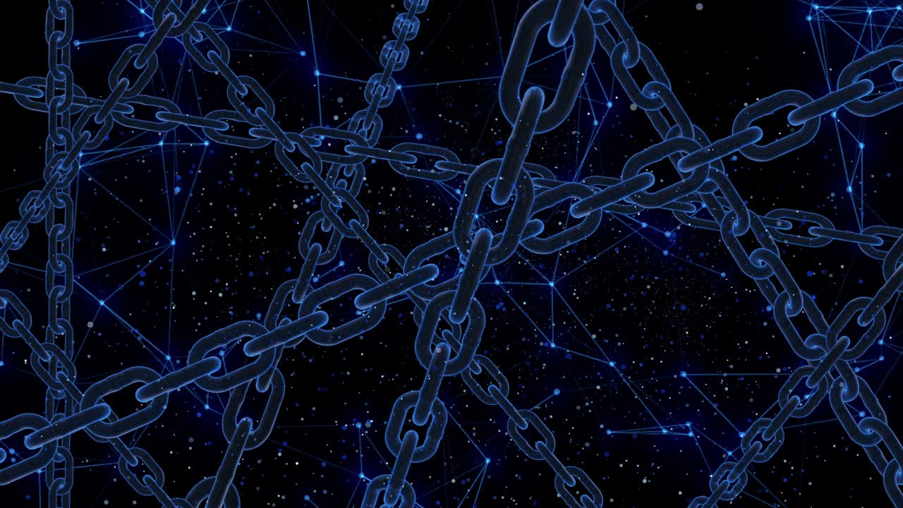 animación de bucle de tecnología de enlace de cadena de bloques de hologramas