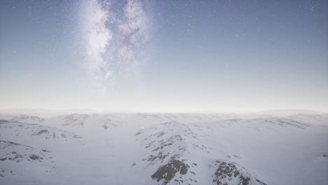 milky way above snow covered terrain