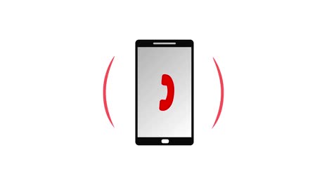 isolated smartphone call with red icon and circle burst vector animation 4k video.