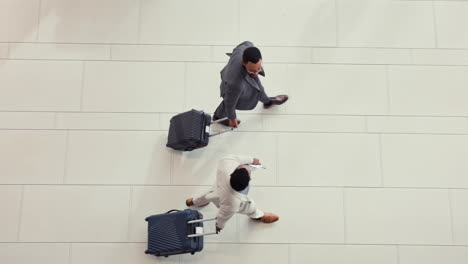 airport luggage, top view business people