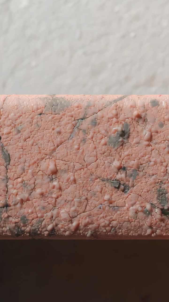 Vertical video: Contacting thumb starting textured pink bar shifting downward, revealing white wall