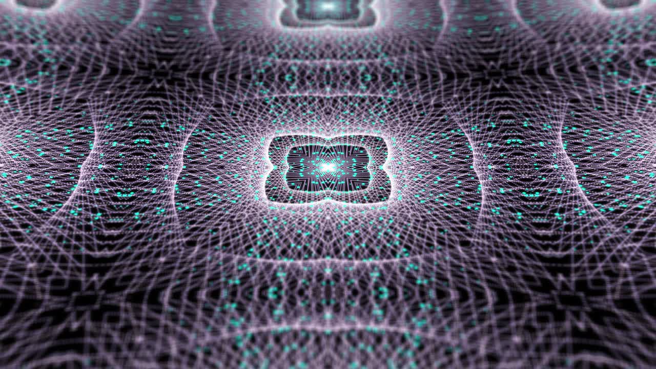 abstracto moderno mandala digital fractal animación sin costuras. 4k partículas florales multicolores concepto de gráficos de movimiento de bucle de cuadrícula. fondo caleidoscópico para el yoga, la meditación, el fitness, los clubes, etc.