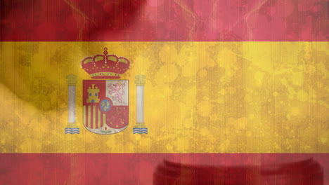 digitally animation of spain flag and gavel 4k