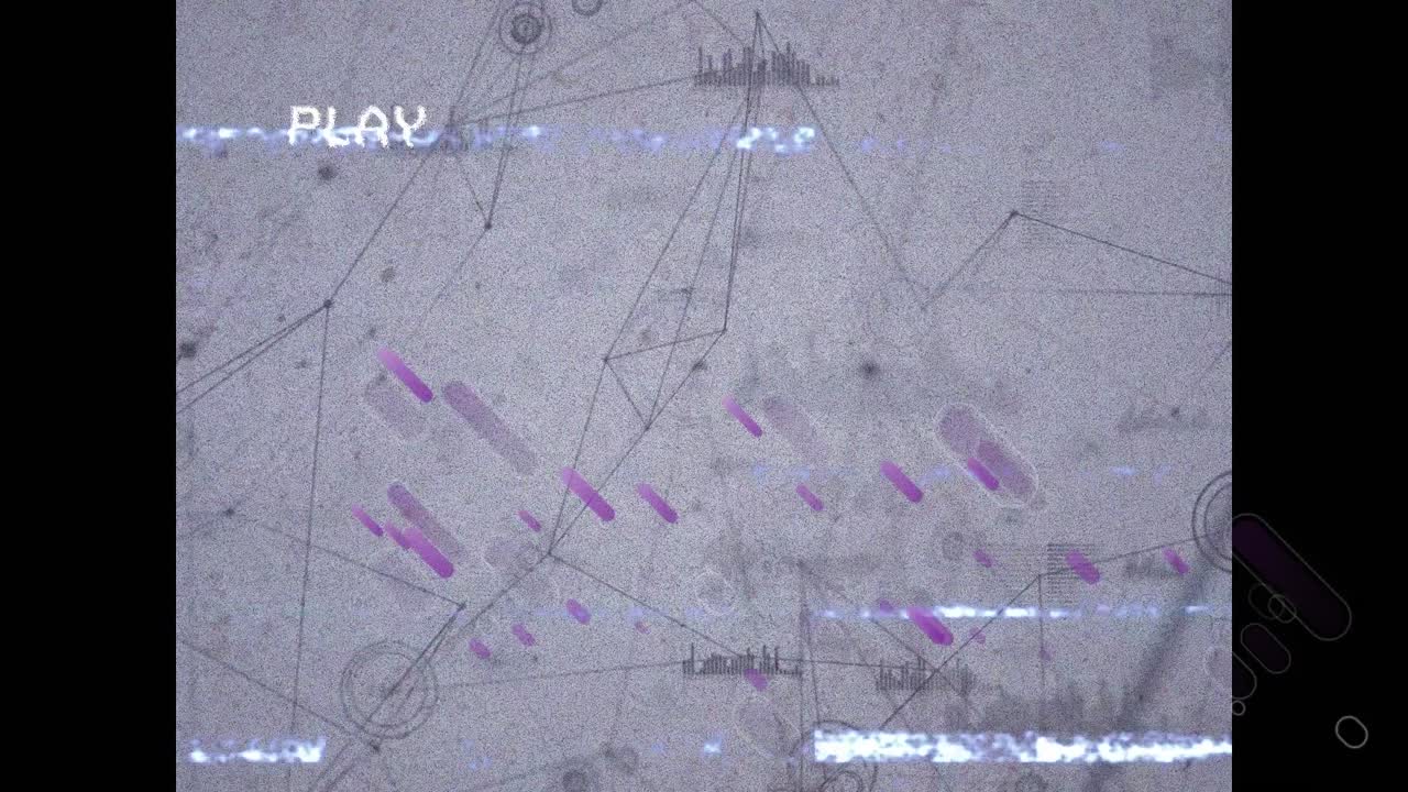 efecto de falla de vhs y rastros de luz púrpura contra la red de conexiones y procesamiento de datos