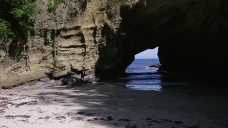 Ryugu Sea Caves near Izu Peninsula in Japan, locked off shot