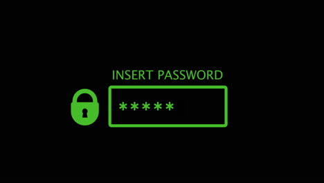 visualización verde de la contraseña de seguridad en la pantalla del ordenador.