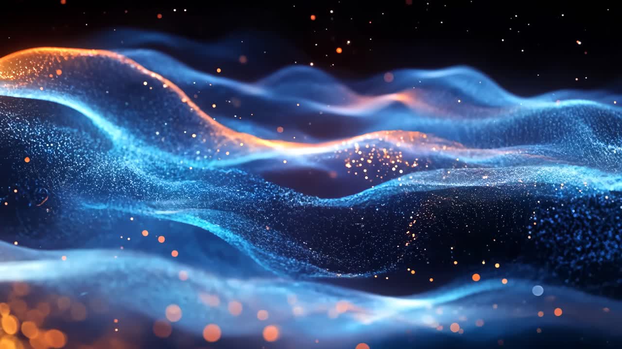 A blue and orange sky with a lot of stars. The sky is very bright and the stars are very small