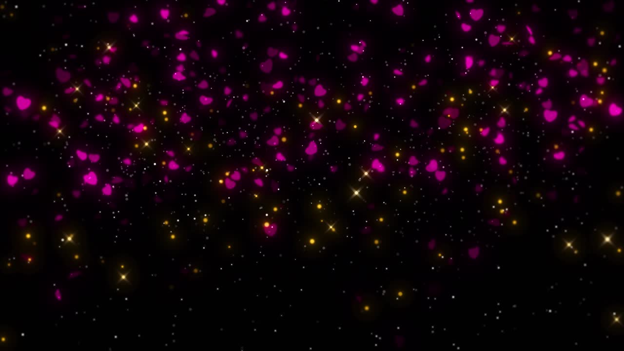 Abstract valentines wedding day blinking background hearts abstract falling particles animation 4k