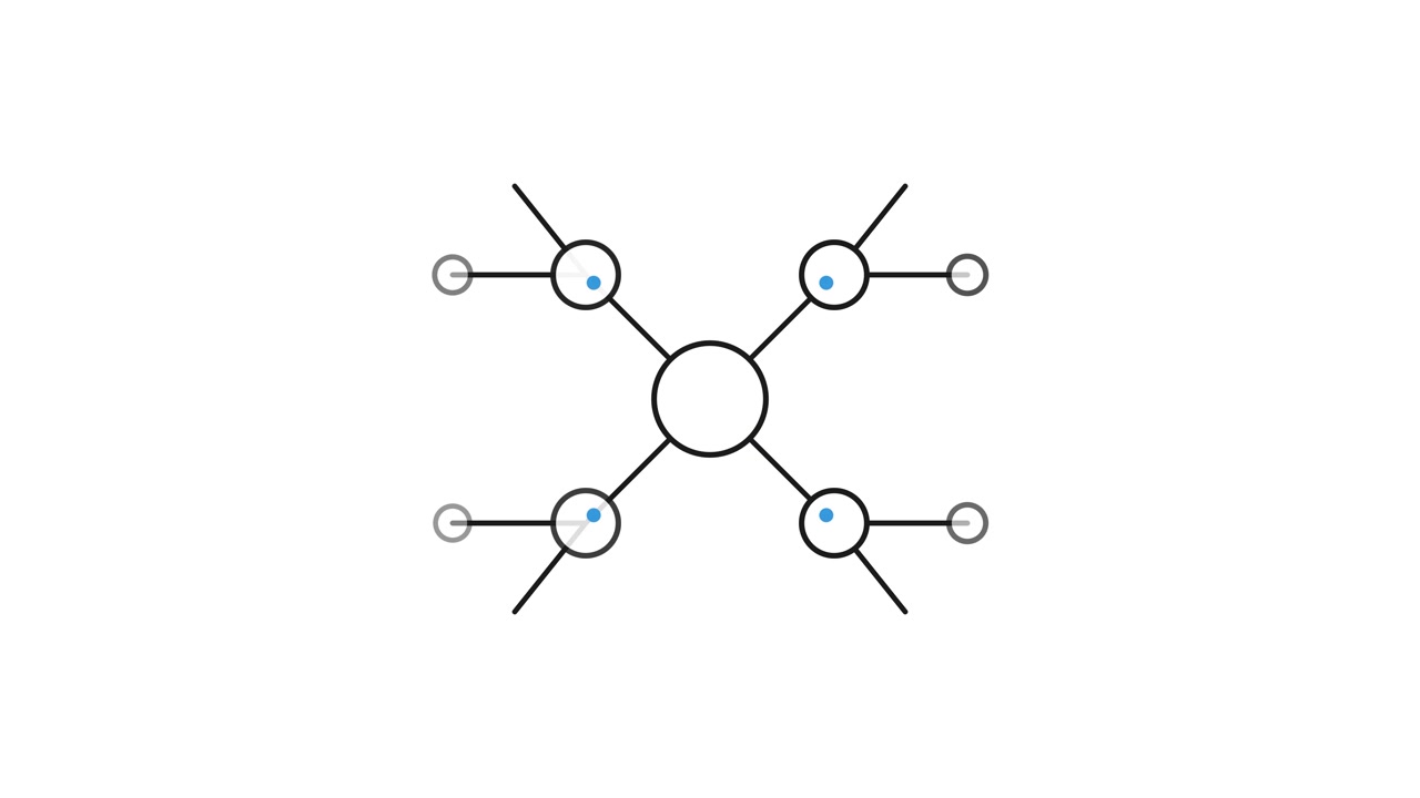Animated Geometric Network Diagram Forming on White Background