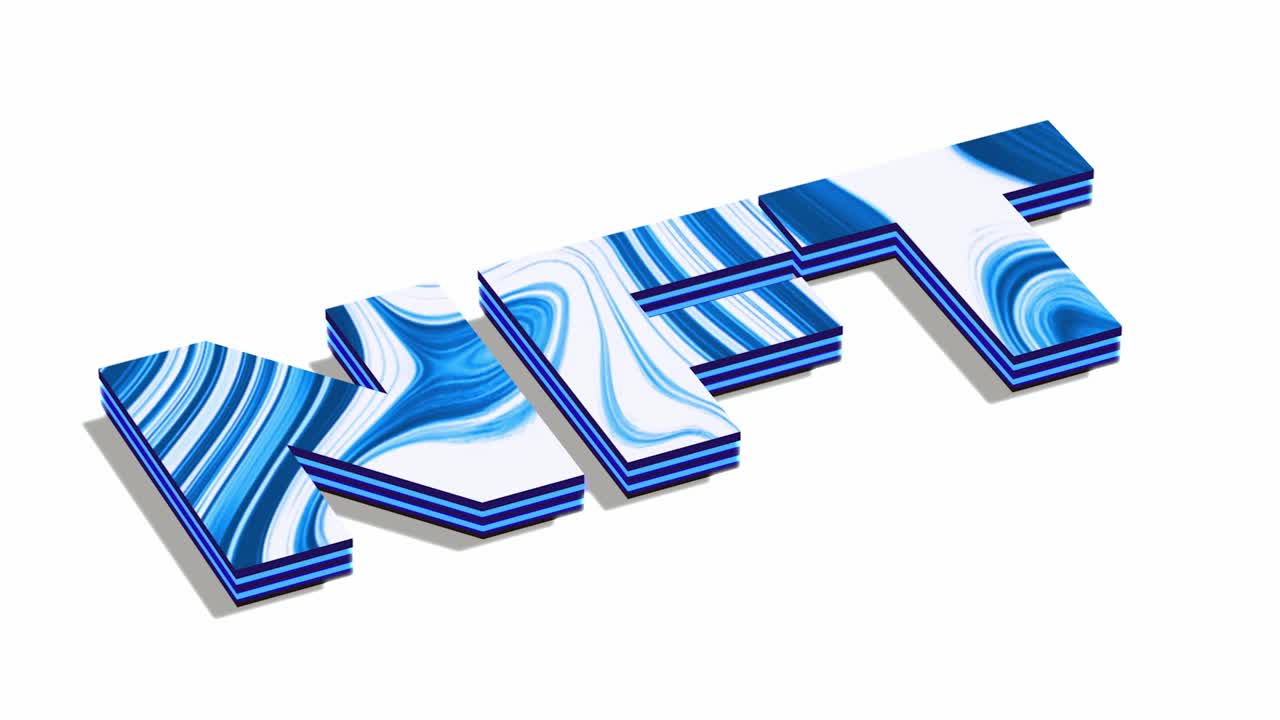 nft 텍스트는 파란색과 색 줄무로 3d로 렌더링됩니다.