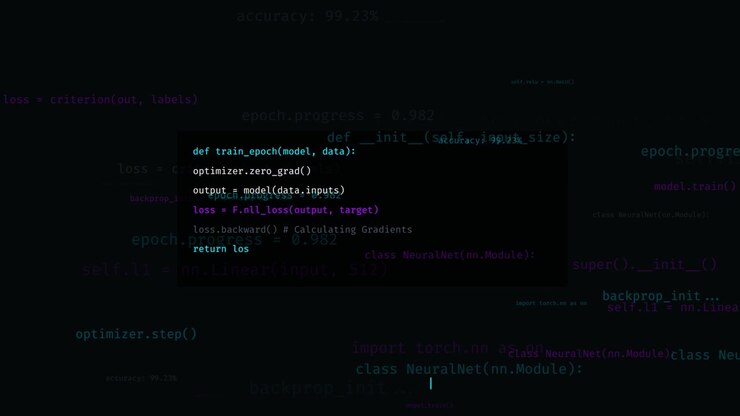 Фрагмент кода на Python для функции обучения нейронной сети