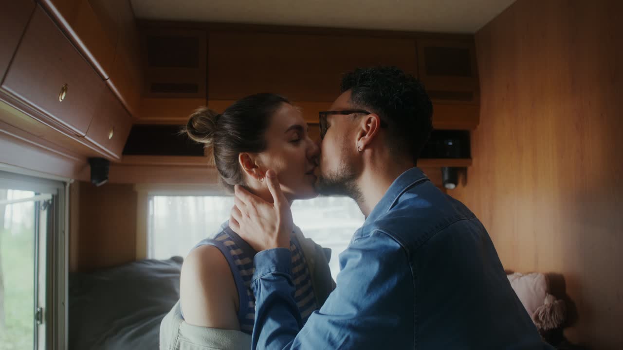 Couple Kissing in an RV