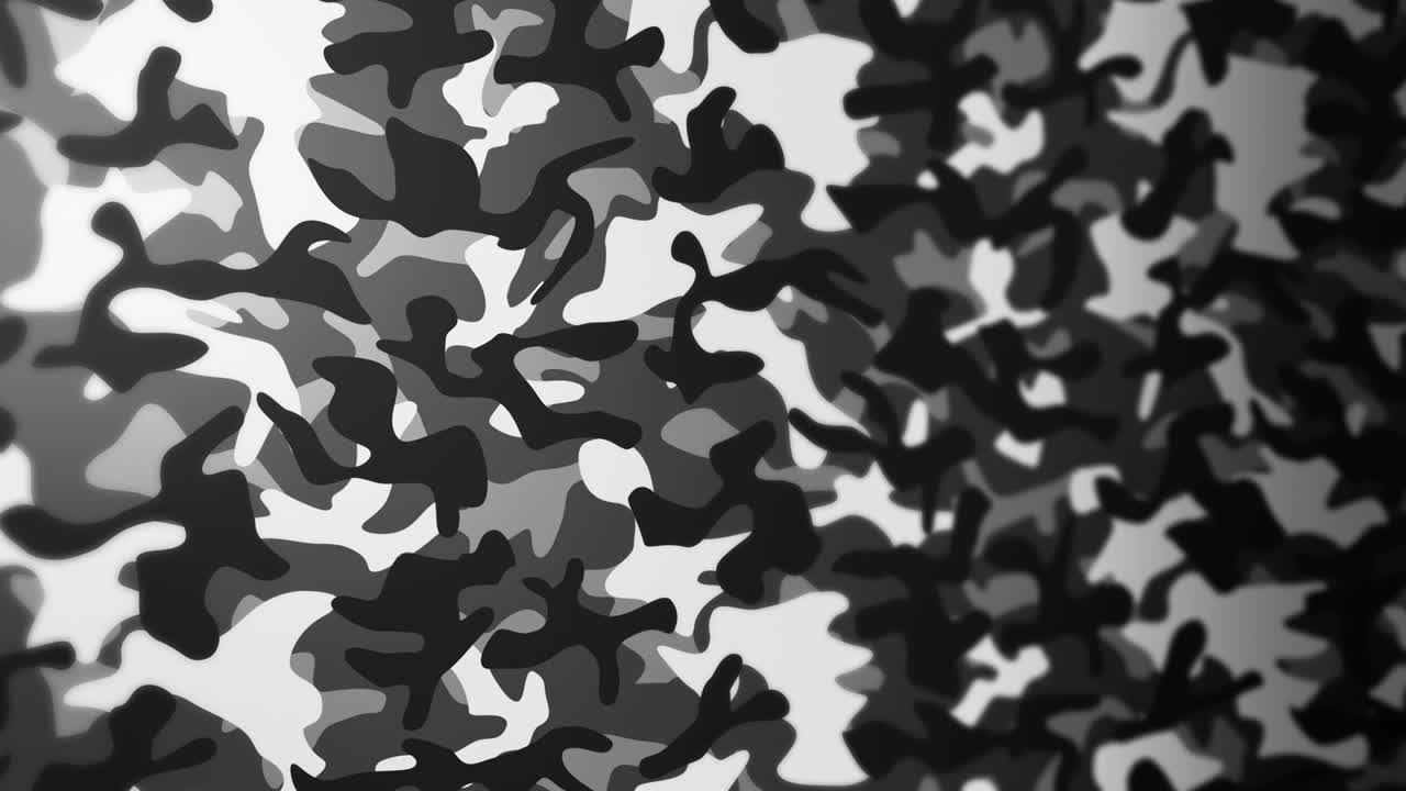 Sfondo con motivo mimetico bianco. Concetto di uniforme militare. Texture astratta di linee e onde. Animazione in loop.