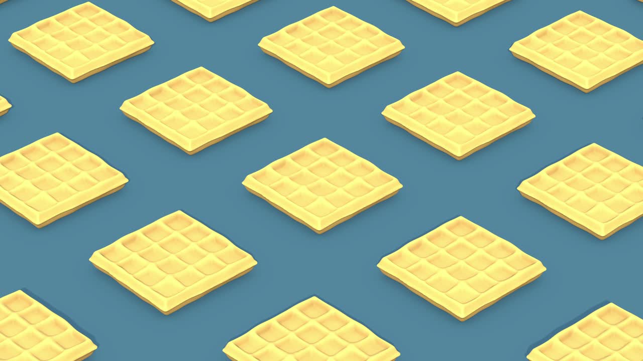 벨기에 와플과 파란 바닥의 그림자