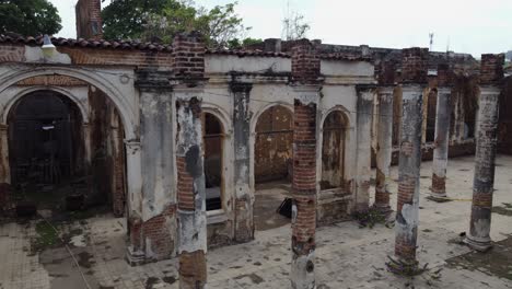 ruin of colonial brick, plaster building in santa ana, el salvador