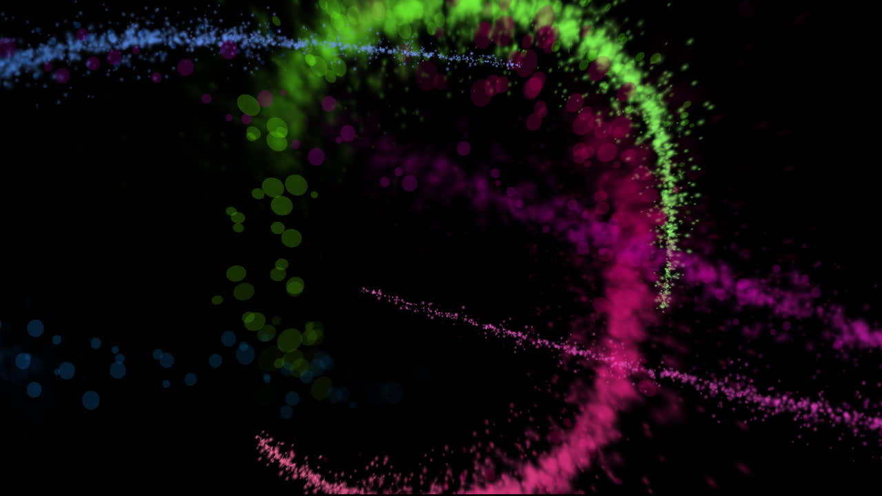 animación de formas coloridas que se mueven sobre un fondo negro
