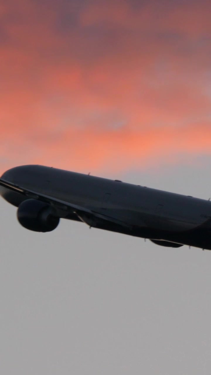 Fly der flyver i en skyet aftenhimmel