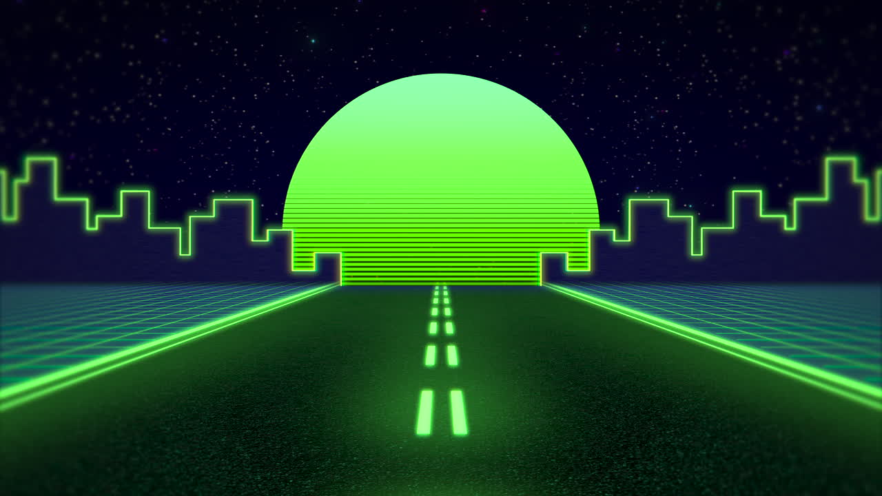 fondo abstracto retro de movimiento con carretera y ciudad 2