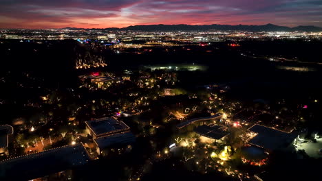 vibrant sunset drone at desert botanical garden, las noches de las luminarias