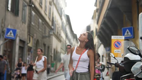 young woman exploring florence's streets