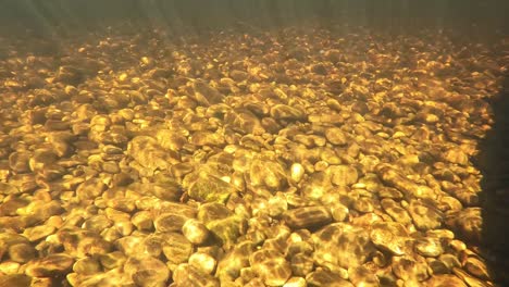 Beautiful-sun-rays-shining-through-the-clear-river-making-the-bottom-glow