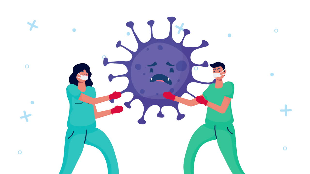 Sundhedspersonale bekæmper en virus