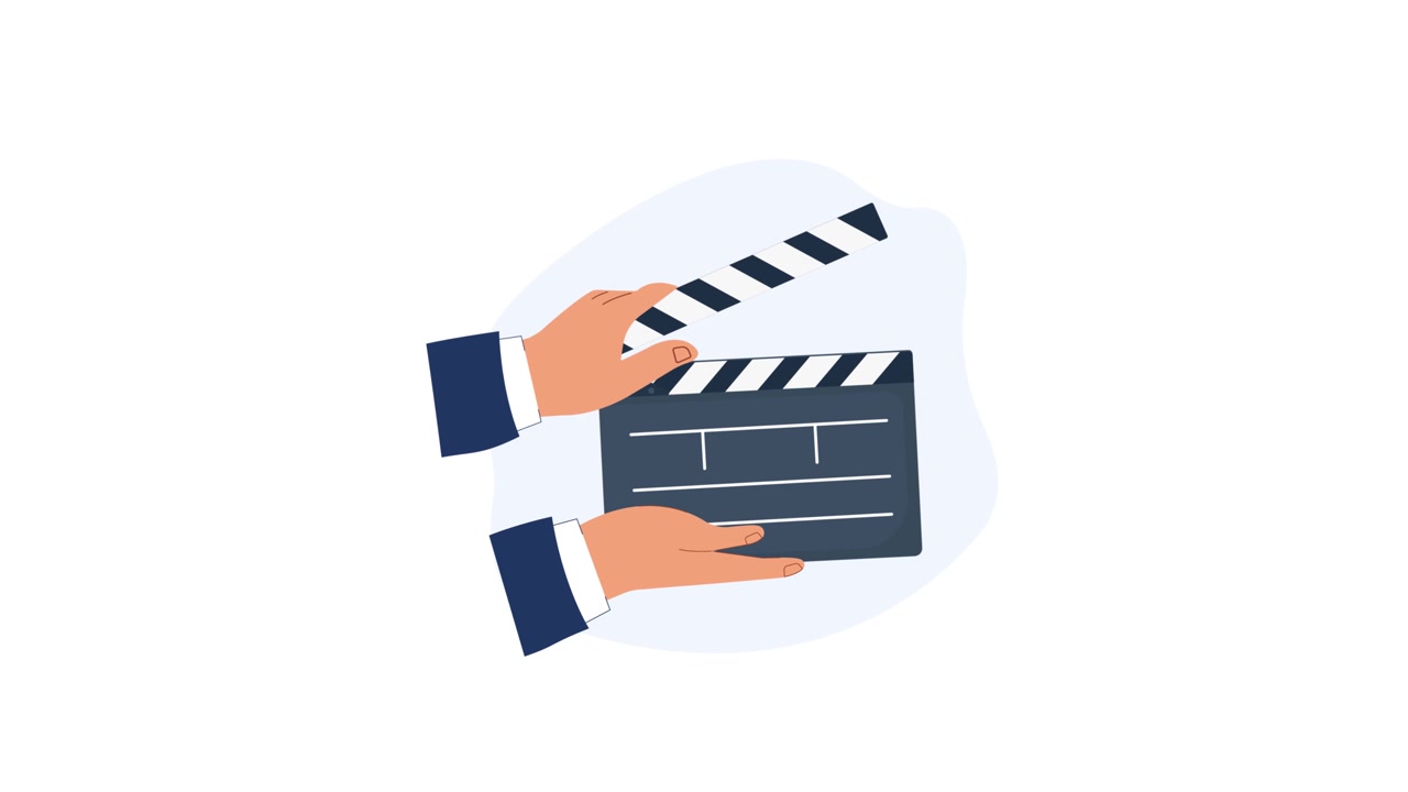 Animated Hands Holding a Film Clapperboard