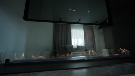 modern living room with sleek fireplace