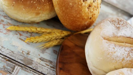 various types of breads with wheat grains