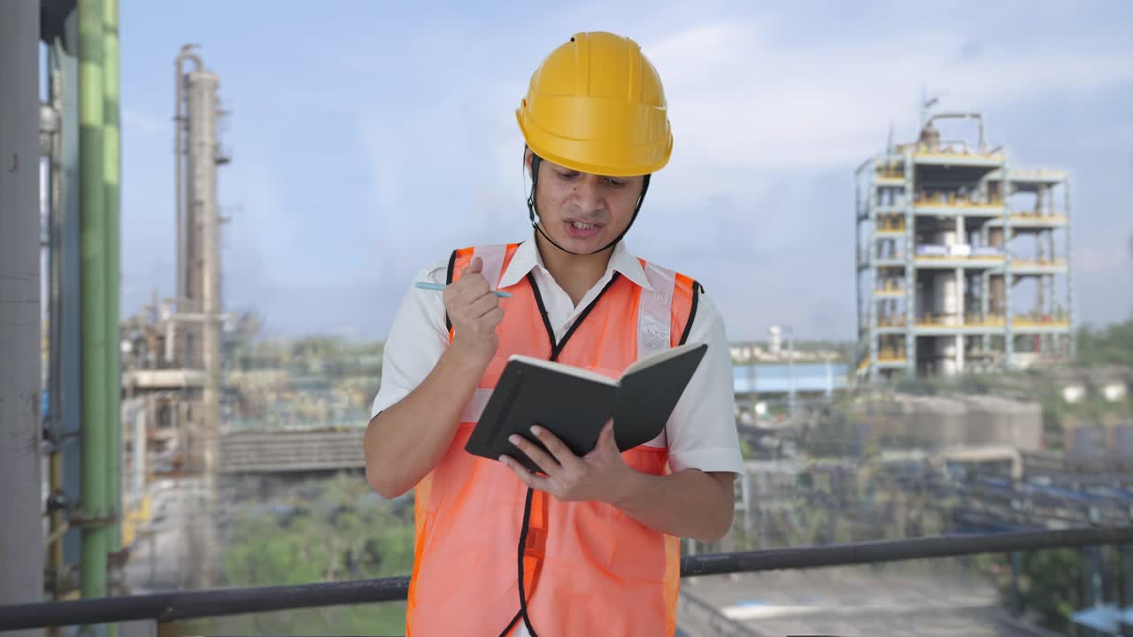 arquitecto indio frustrado comprobando la finalización del trabajo