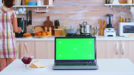 portátil con pantalla verde
