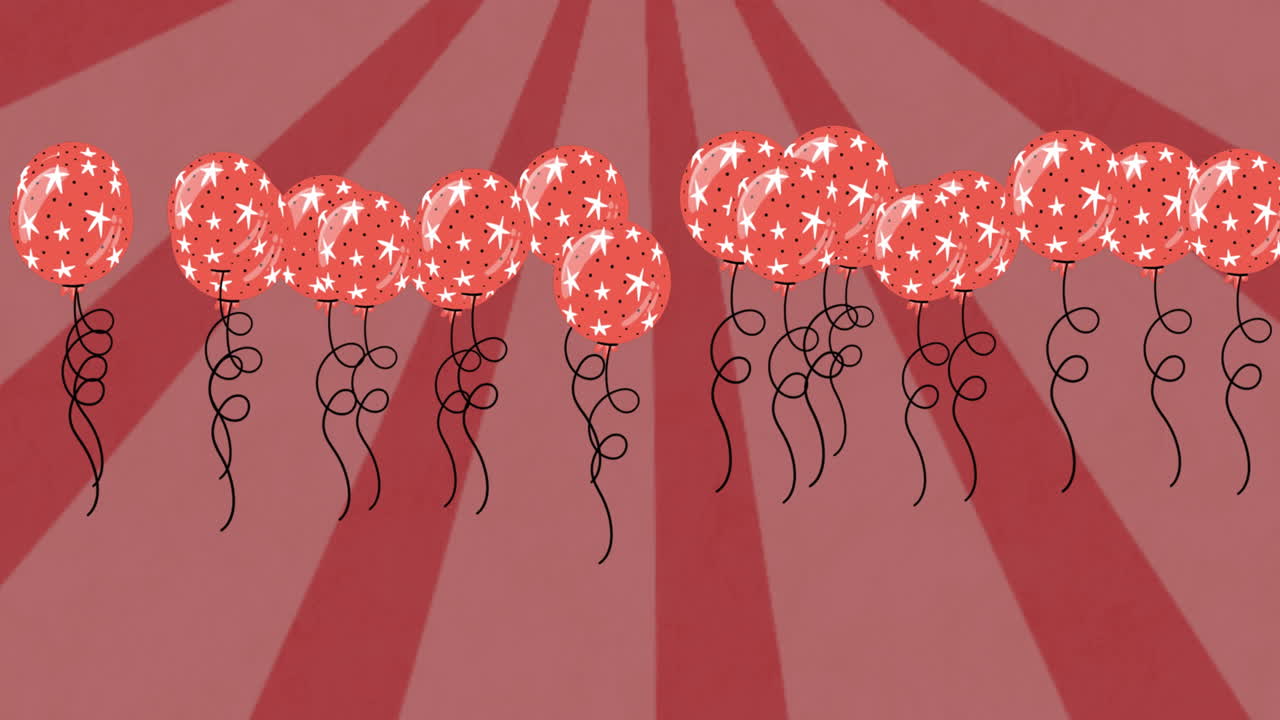 ⁇ 은 배경 위를 날아다니는  ⁇ 은 풍선의 애니메이션