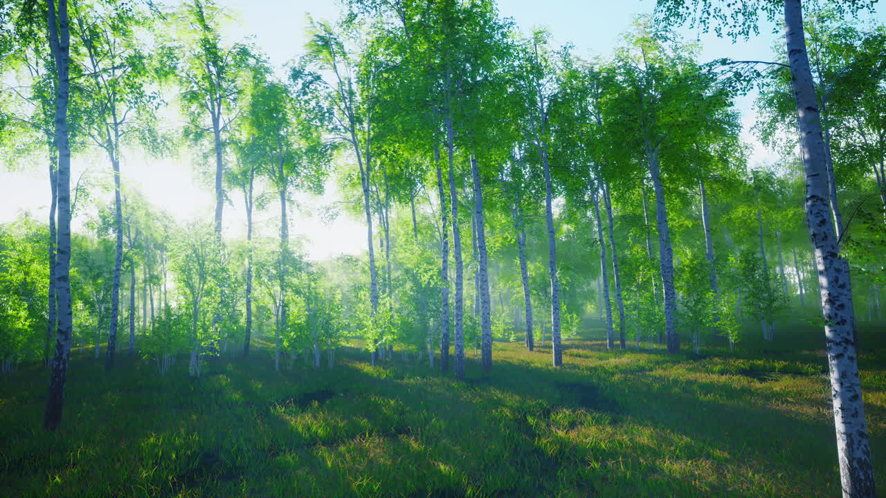 white birch grove in spring