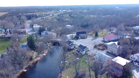 aerial looking towards waterfalls early winter season