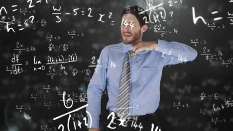 hot man over mathematical equations.