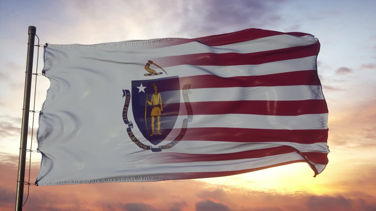 매사추세츠와 미국 발은 발 기둥에 놓여 있습니다.