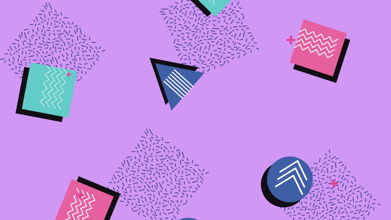 líneas y figuras geométricas en animación de fondo lila