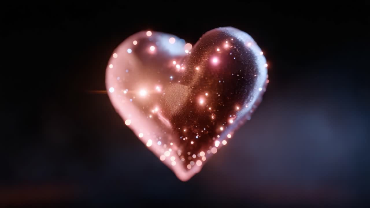 Un cuore scintillante e vivace, pieno di energia cosmica e stelle luccicanti, che simboleggia l'amore, la passione e la bellezza della connessione in un universo magico.