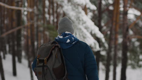 mochilero en la nieve