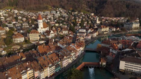 historic medieval town center of thun with bridges over aare river