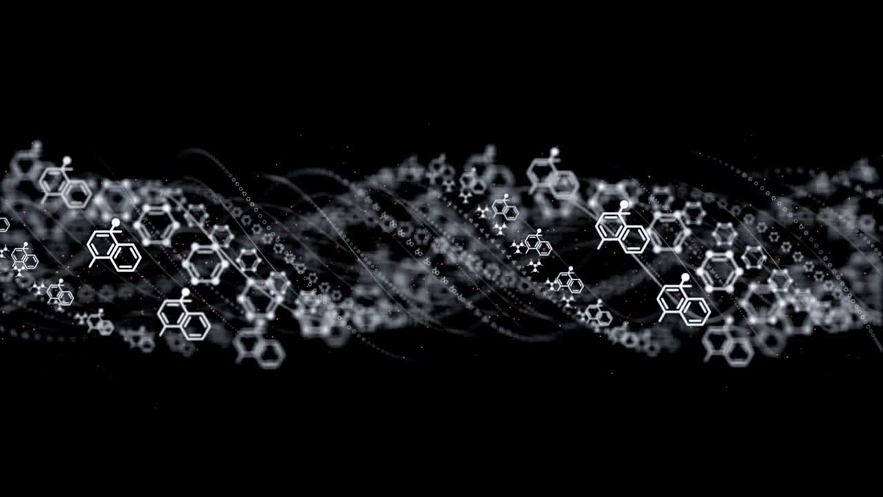 화학, 분자 애니메이션, 배경, 렌더링, 루프, 알파 채널