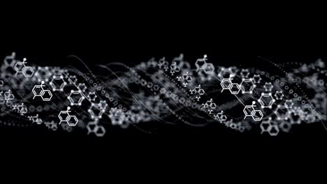 química, animación de moléculas, fondo, renderización, bucle, con el canal alfa