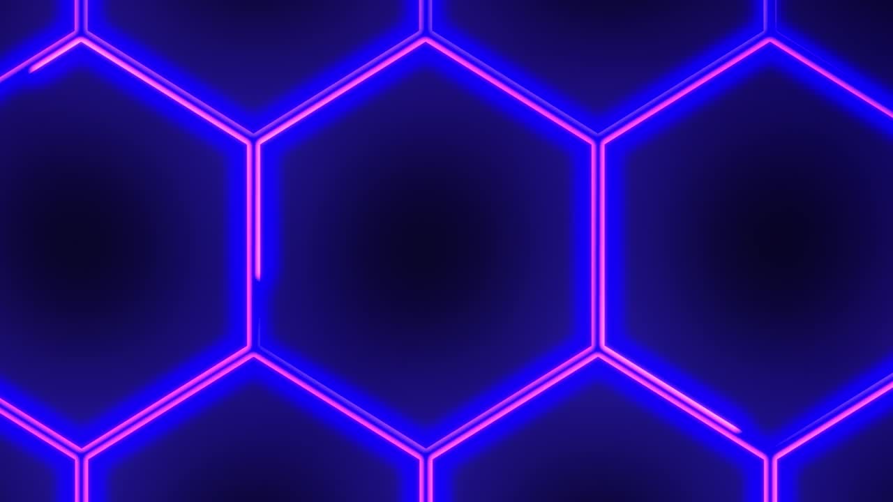 animación de video 4k sin costuras abstract. animación de vídeo de brillo de neón abstracción panal naranja amarillo rojo sobre un fondo negro.