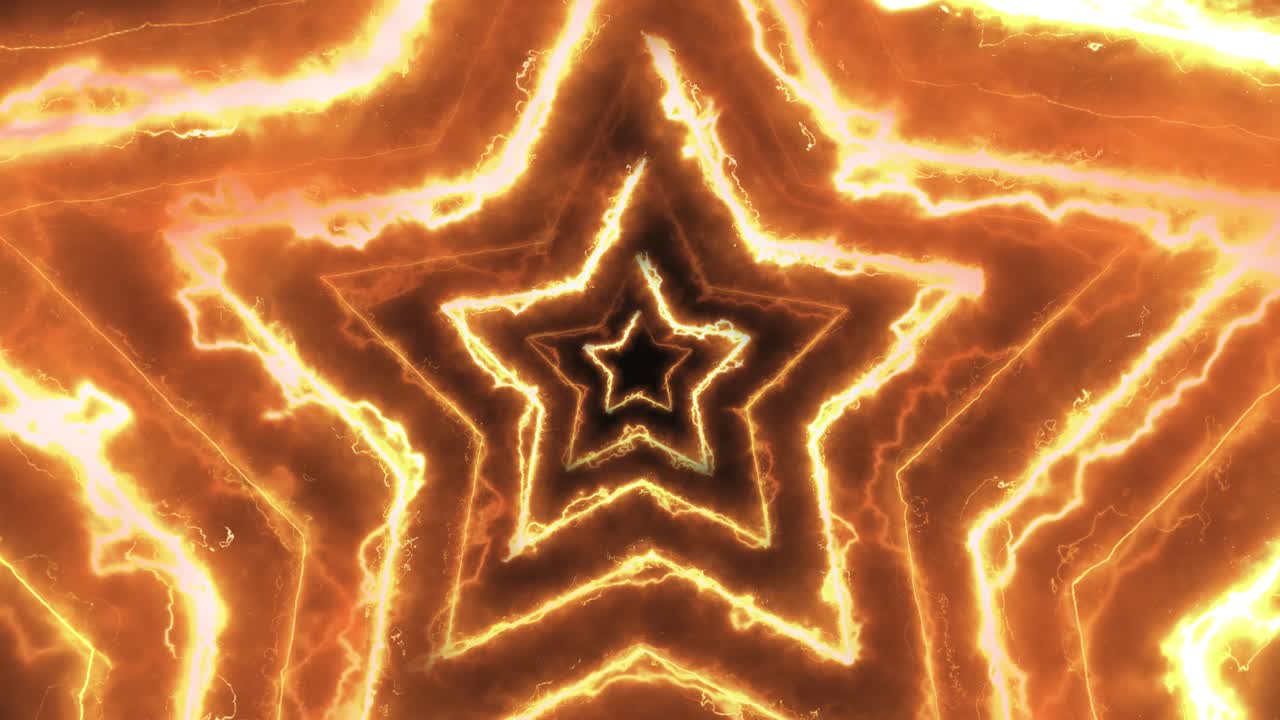 Burning Stars Shapes Motion Graphics Background. Flames and Explosions Moving Along Shape. Ultra Hd 4k Looped Footage