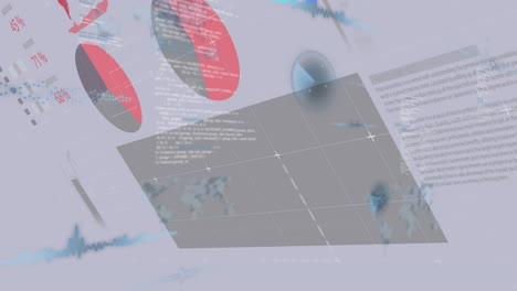 animación del procesamiento de datos financieros y estadísticas sobre un fondo claro