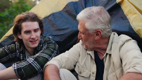 grandfather and grandson camping